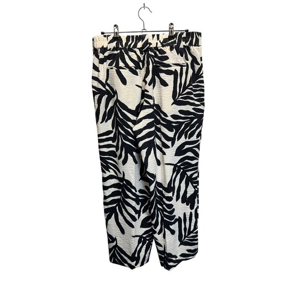Rachel Zoe Black & White Tropical Leaf Print Cropped Pants Size M - Picture 5 of 6